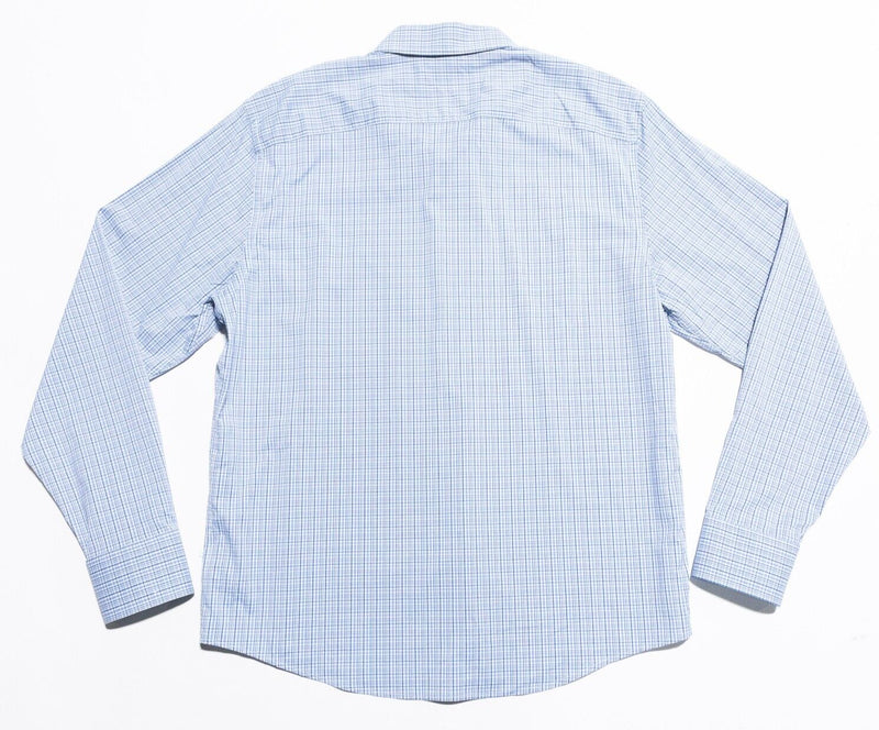 UNTUCKit Performance Shirt Men's Large Nylon Wicking Long Sleeve Blue Plaid