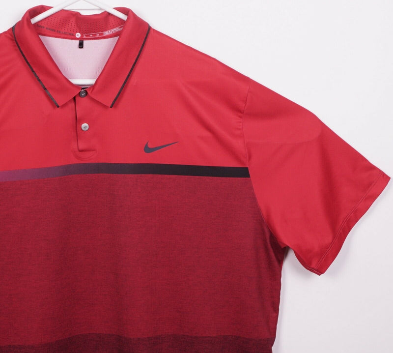 Tiger Woods Collection Men's XL Nike Golf Red Striped Snap Vented Polo Shirt