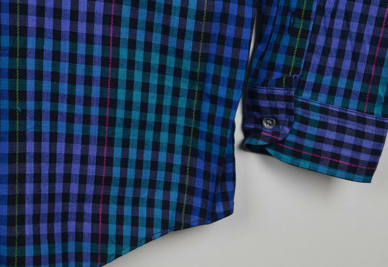 Vtg Pendleton Lobo Men's Sz XL Blue Purple Plaid Cotton Shirt NWT