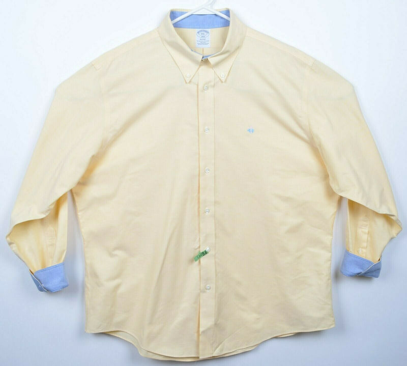 Brooks Brothers Men's 2XL Flip Cuff Non-Iron Yellow Logo Button-Down Dress Shirt