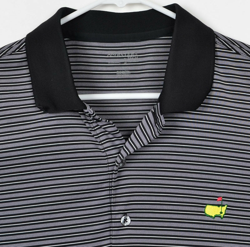Masters Tech Men's Sz Large Black Gray Striped Augusta National Golf Polo Shirt