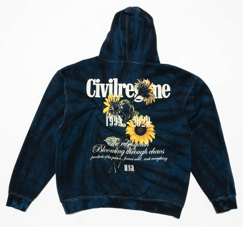 Civil Regime Hoodie Women's Medium Rebel Youth Tie Dye Blue Black Floral