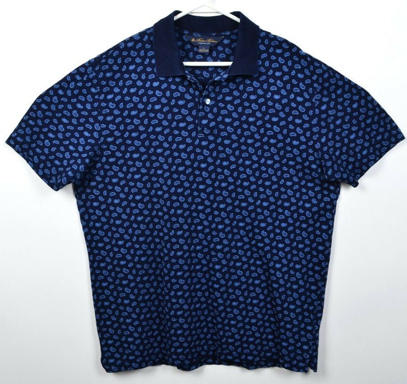 Brooks Brothers Men's Large Original Fit Paisley Blue Navy Polo Shirt