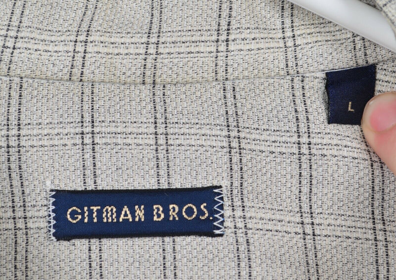Vintage Gitman Bros Men's Large Gray Plaid Made in USA Button-Front Shirt