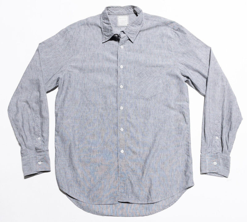 Billy Reid Shirt Men's Large Cotton Linen Blend Long Sleeve Button-Front Gray
