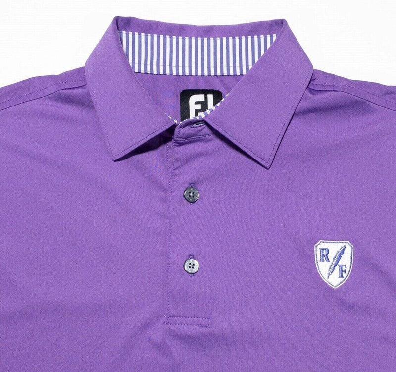 FootJoy Golf Shirt Large Mens Polo Solid Purple Performance Wicking Short Sleeve