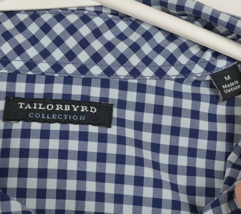 Tailorbyrd Collection Men's Medium Polyester Wicking Blue Gingham Check Shirt