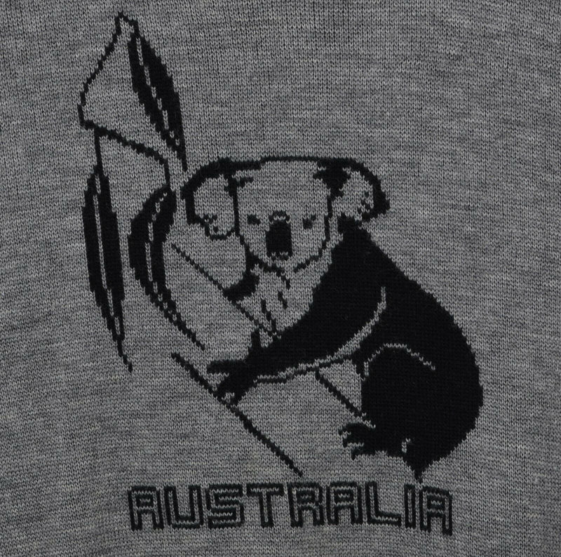 Vtg HySport Australia Adult XL Koala Graphic Wool Black Gray Pullover Sweater