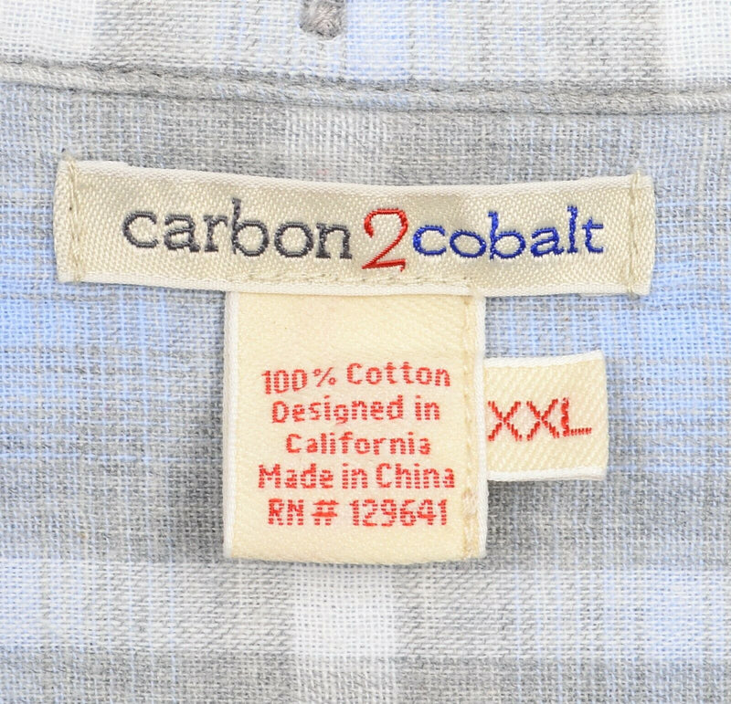 Carbon 2 Cobalt Men's 2XL Flannel Blue Gray Plaid Button-Front Flannel Shirt