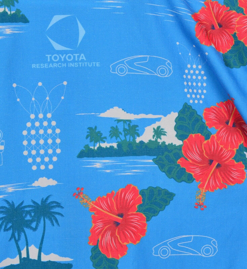 Toyota Research Women's Sz Small Robot Cars Rayon Pineapple Hawaiian Aloha Shirt
