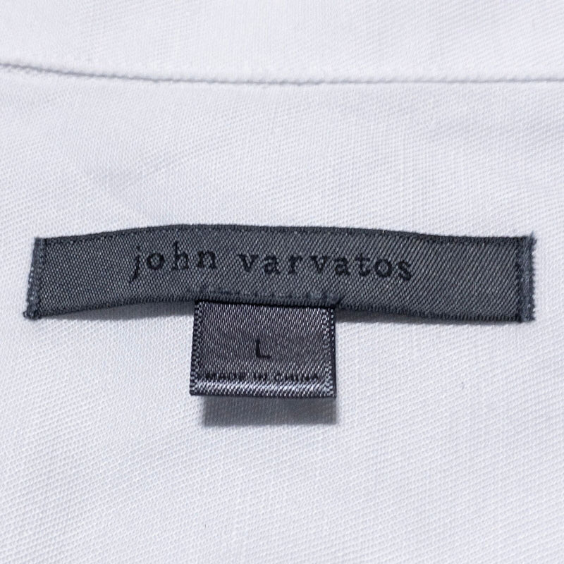 John Varvatos Collection Linen Shirt Men's Large Loop Collar Solid White Danny