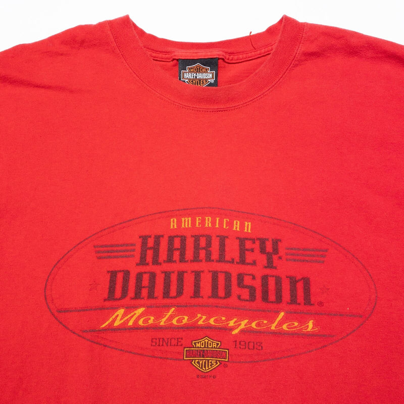 Harley-Davidson Logo T-Shirt Men's 2XL Red American Double Sided New Mexico Y2K