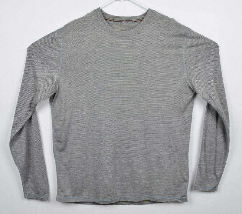 Smartwool Men's XL 100% Merino Wool Gray Striped Long Sleeve Base Layer Top