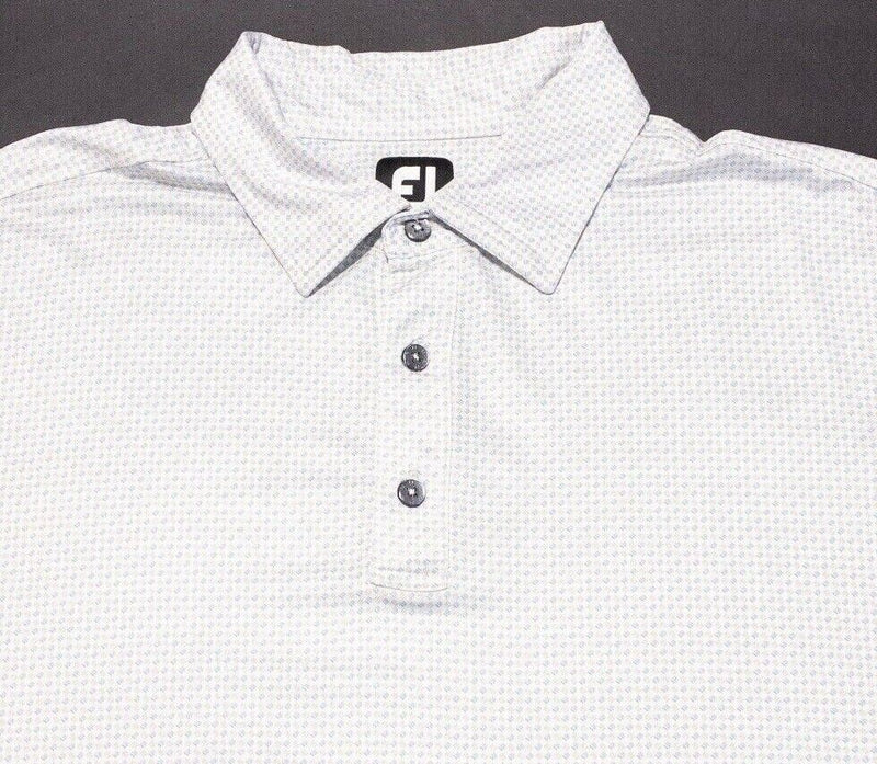 FootJoy Golf XL Polo Men's Shirt White Geometric Wicking Performance Stretch