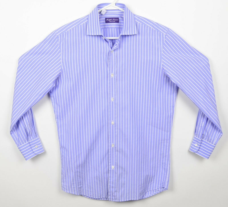 Ralph Lauren Purple Label Men's 15 Periwinkle Blue Striped Italian RLPL Shirt