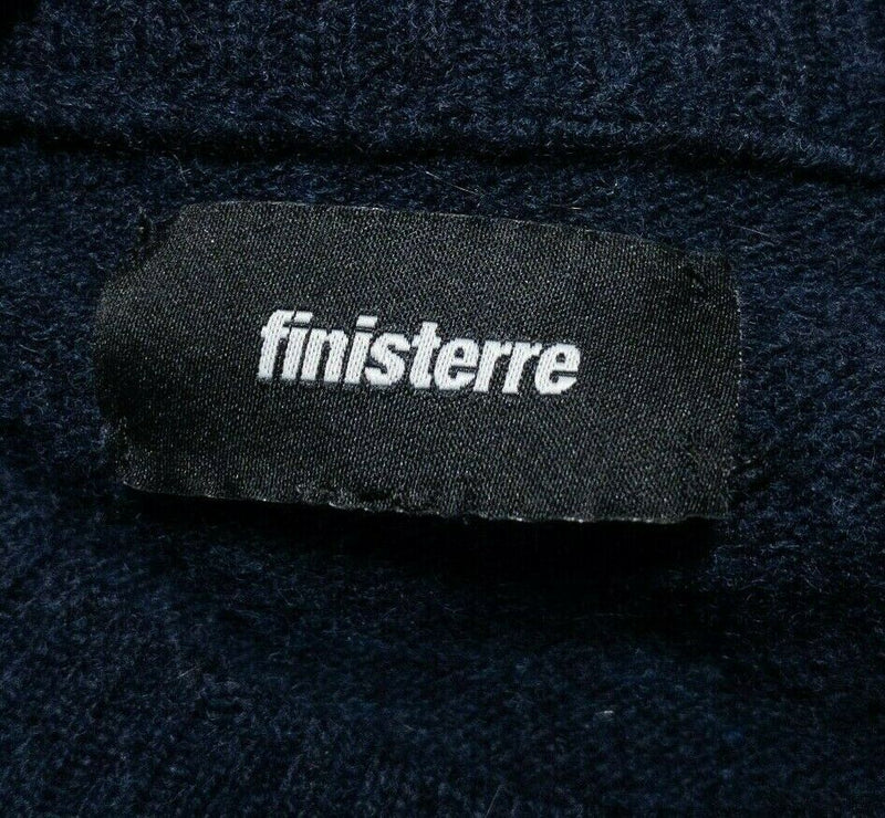 Finisterre Lambswool Sweater Navy Blue Striped Crew Neck Men's Fit Medium
