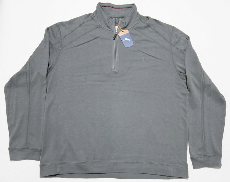 Tommy Bahama Men's 3XL Gray Marlin Logo 1/4 Zip Pullover Sweater Sweatshirt