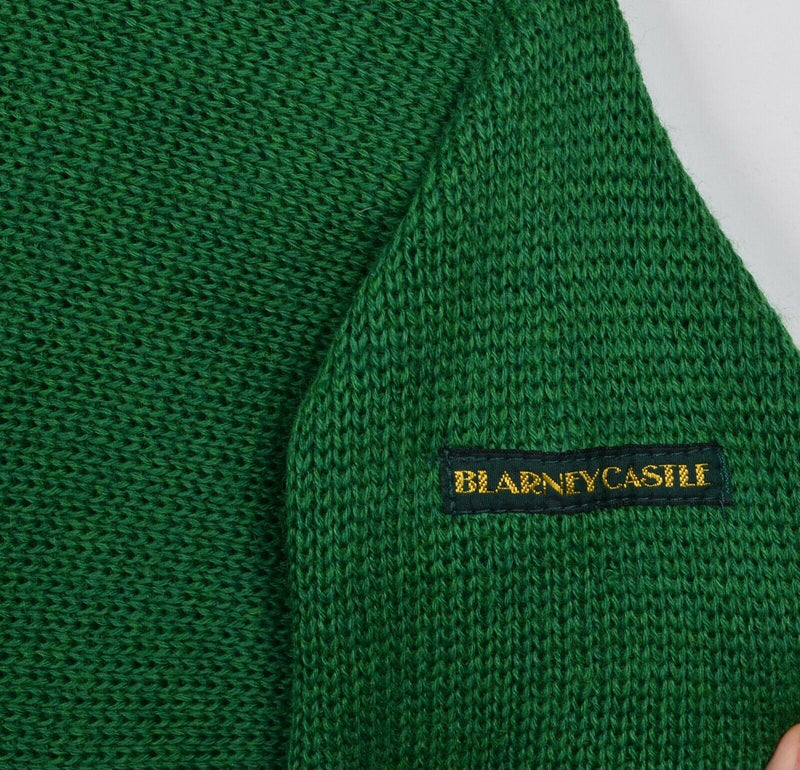 Blarney Castle Men's Large Green Wool Shamrock Knit Irish Crewneck Sweater