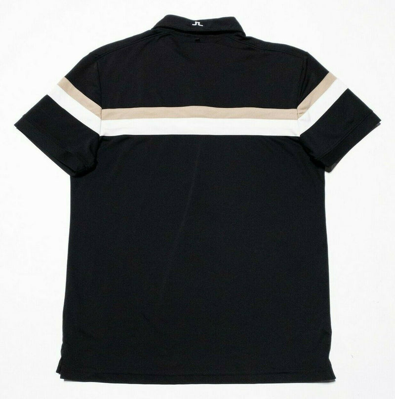J.Lindeberg Golf Men's Shirt Large Joakim Reg TX Jersey Black Striped Wicking