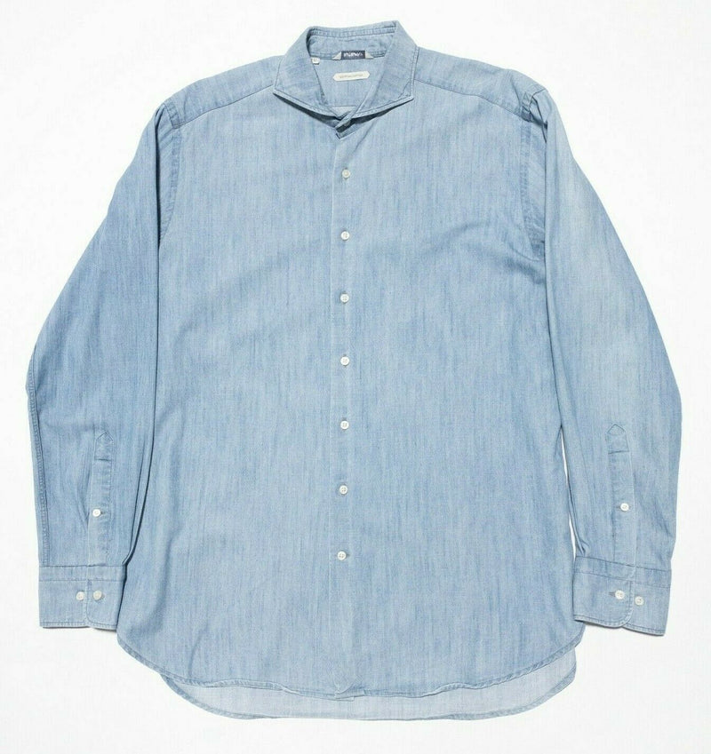 Suitsupply Shirt 16L Dress Shirt Albiate Denim Spread Collar Chambray Shirt 41