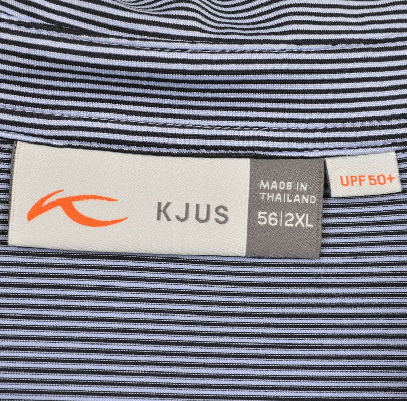 KJUS Men's Sz 56/2XL Blue Micro-Striped UPF 50+ Golf Soren Polo Shirt