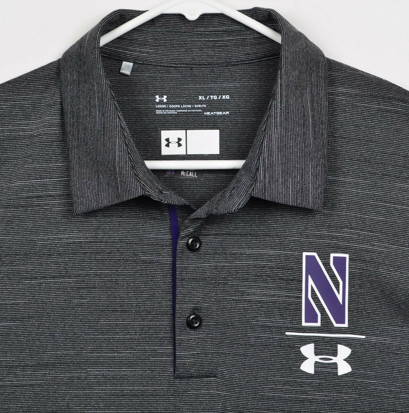 Northwestern Men's Sz XL Loose Under Armour Team Issue Football Polo Shirt