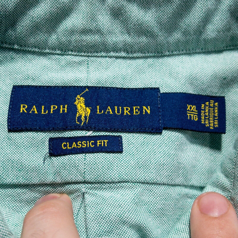 Polo Ralph Lauren Shirt Men's 2XL Long Sleeve Button-Down Oxford Green Preppy