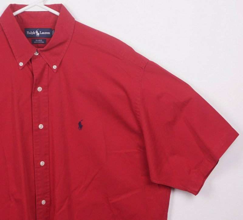 Polo Ralph Lauren Men's Large Blake Solid Red Short Sleeve Button-Down Shirt