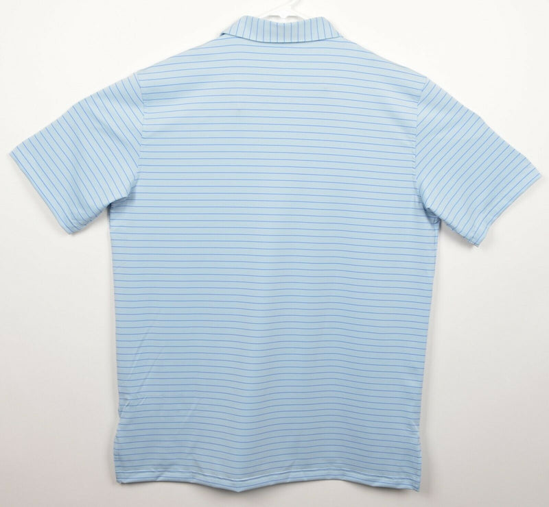 Peter Millar Summer Comfort Men's Sz Large Light Blue Striped Golf Polo Shirt