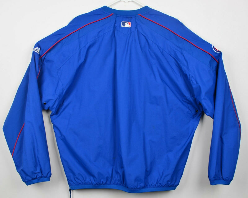 Chicago Cubs Men's Sz Large Majestic Authentic 1/4 Zip Blue Warmup Jacket