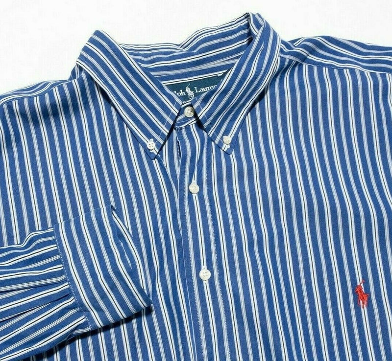 Polo Ralph Lauren Men's 3XB Big Classic Fit Blue Striped Button-Down Shirt