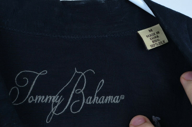Tommy Bahama Men's Medium Silk Diversified Mutual Fun Embroidered Hawaiian Shirt