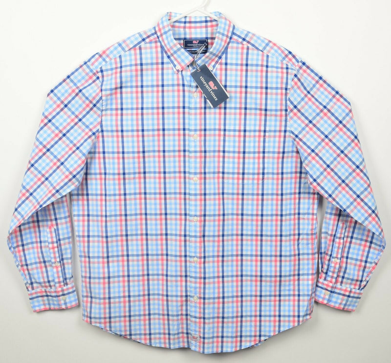 Vineyard Vines Men's XL Classic Fit Murray Pink Blue Check Button-Down Shirt