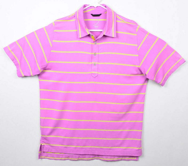 Zero Restriction Men's Sz Large Tour Series Pink Striped Golf Polo Shirt