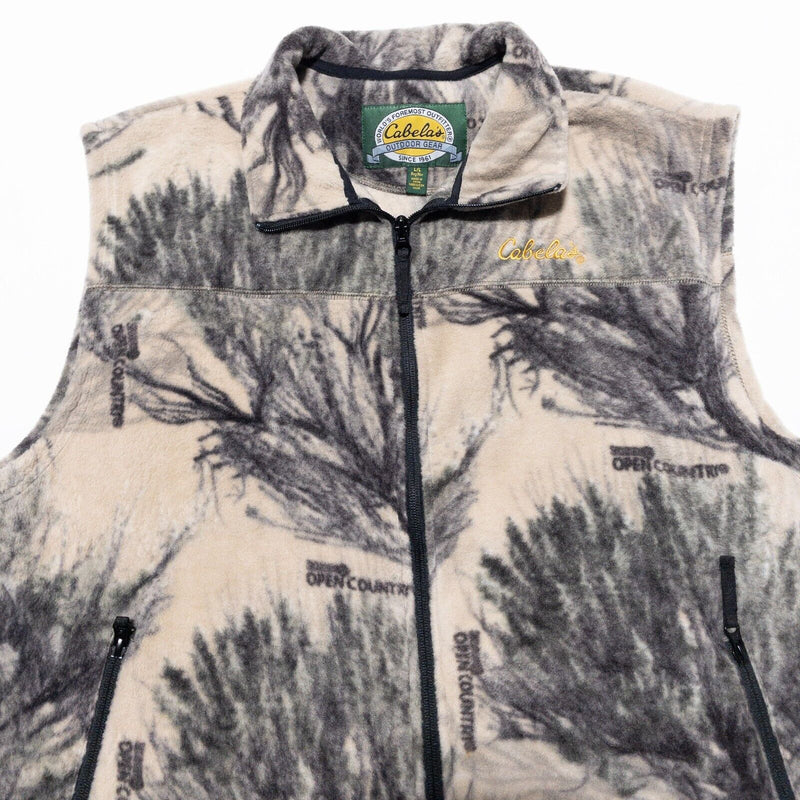 Cabela's Vest Men's Large Open Country Camouflage Fleece Hunting Full Zip