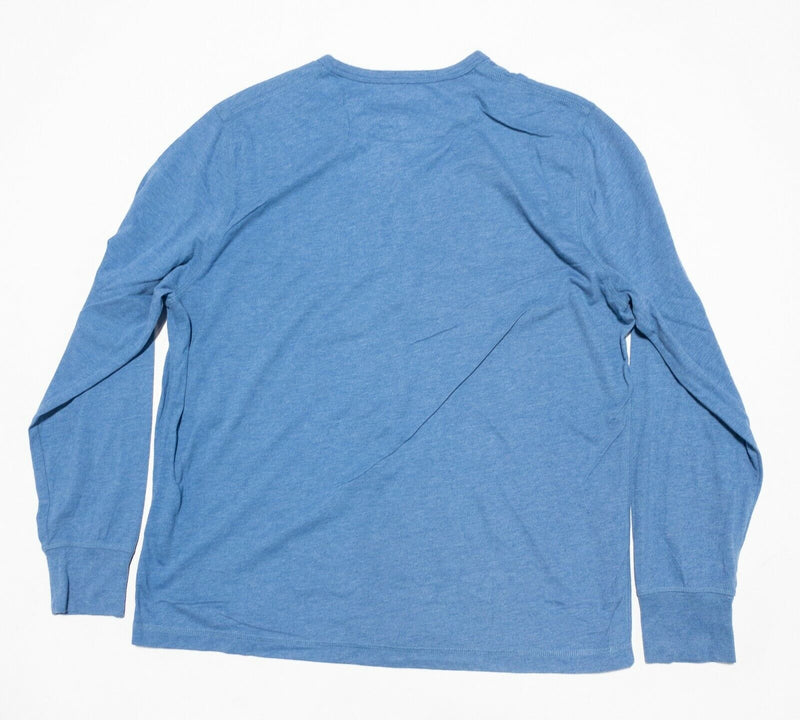UNTUCKit Henley Men's XL Shirt Solid Heather Blue 3-Button Cotton Blend