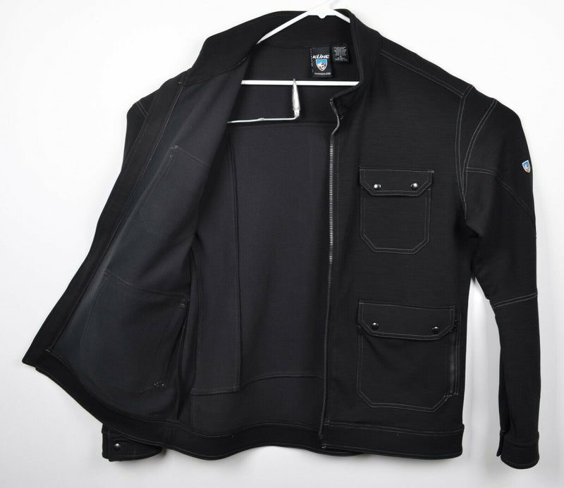 Kuhl Men's XL Wool Blend Solid Black Multi-Pocket Full Zip Sweater Jacket