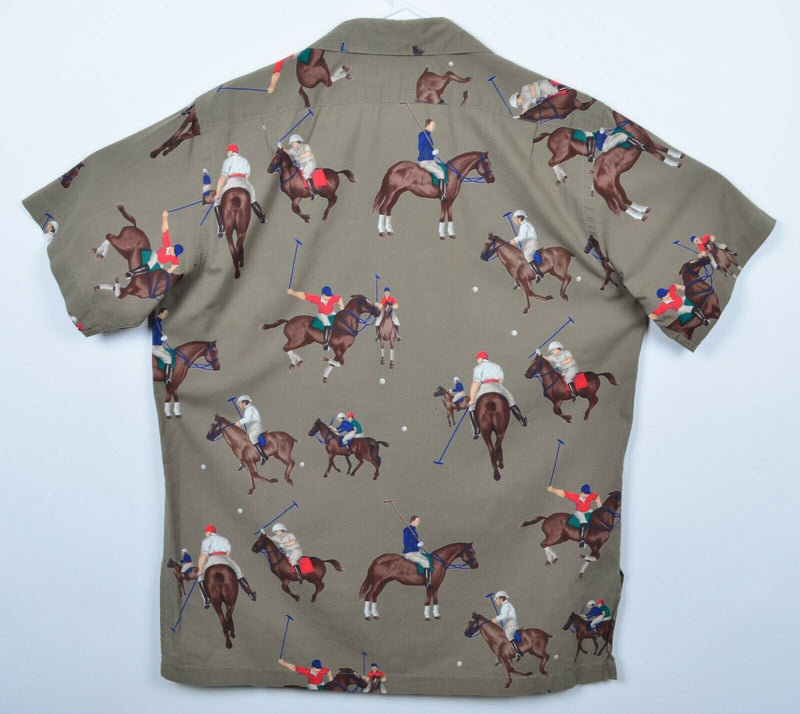Vintage 80s Polo Ralph Lauren Men Medium Horses Polo Graphic Button-Front Shirt