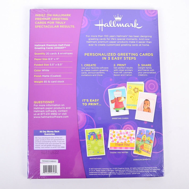 2-Pack Hallmark Half-Fold Matte Premium Blank Greeting Cards Envelopes 2050XF