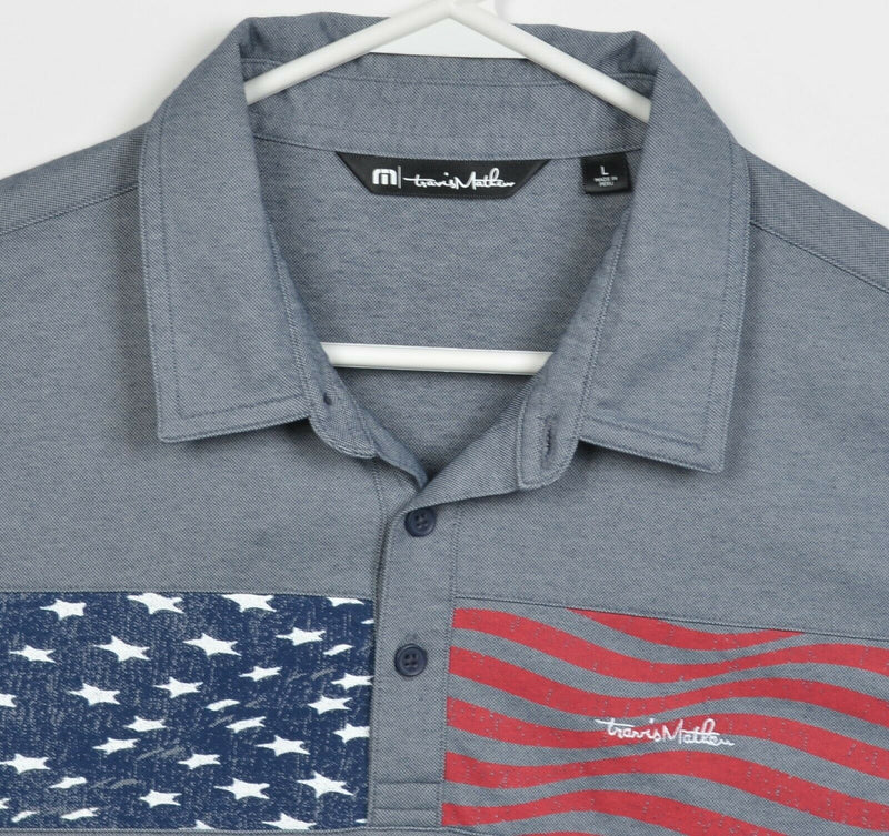 Travis Mathew Men's Large Patriotic Stars Stripe USA Flag Golf Polo Shirt