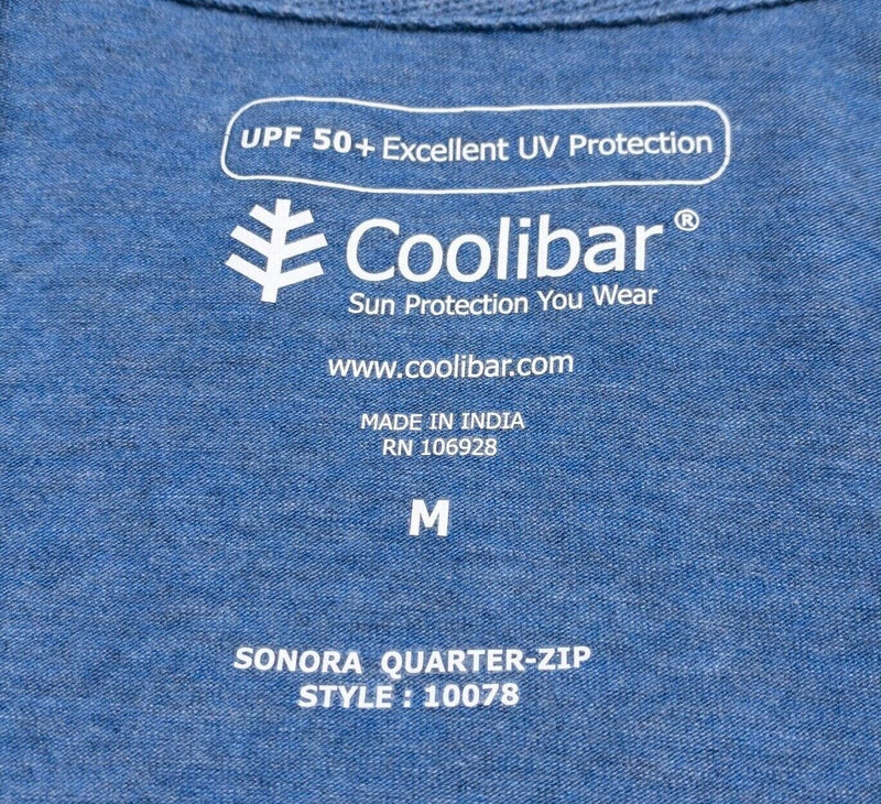 Coolibar 1/4 Zip Men's Medium Pullover UPF 50+ Sun UV Protection Blue Mock Neck