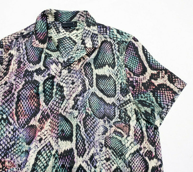 ASOS Design Shirt Medium Men's Colorful Snakeskin Print Short Sleeve Camp