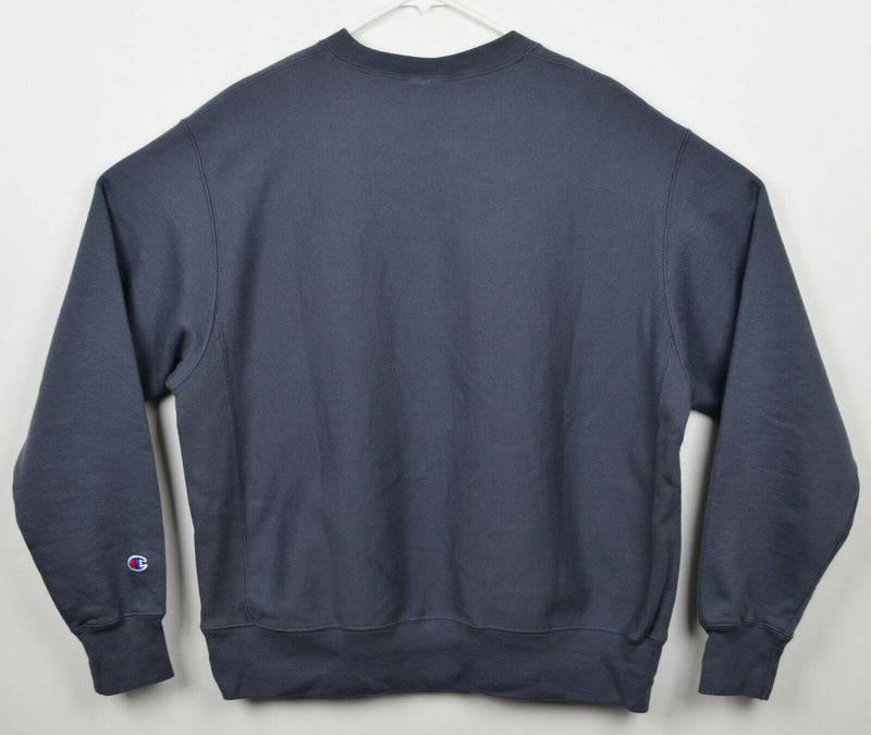 Vintage 90s Champion Men's Large Reverse Weave Gray Spell Out Logo Sweatshirt
