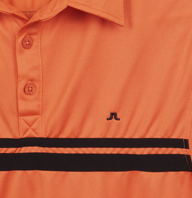 J. Lindeberg Men's Sz Medium Fieldsensor Orange Striped Golf Polo Shirt