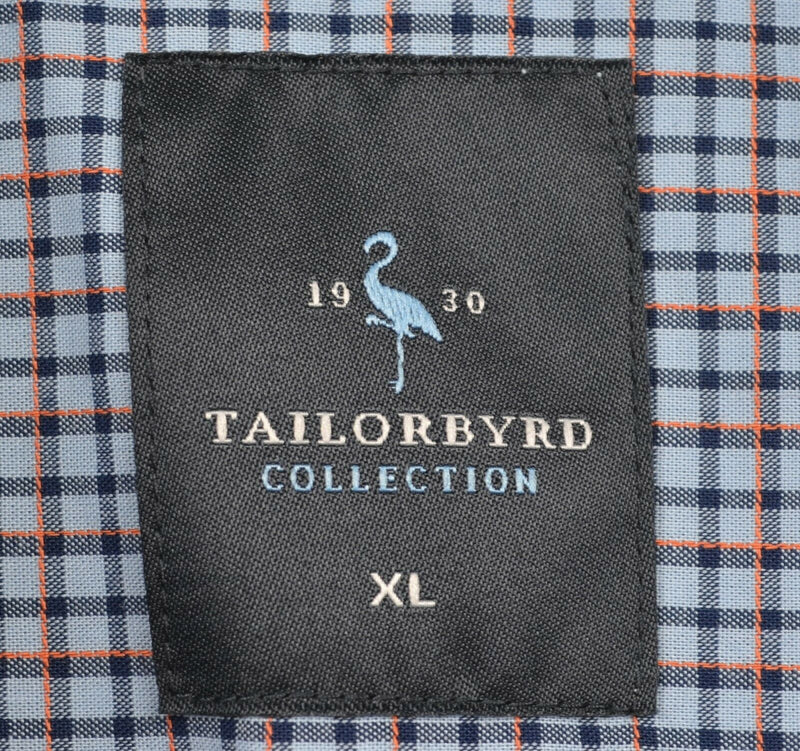 Tailorbyrd Collection Men's XL Flip Cuff Blue Orange Check Button-Down Shirt