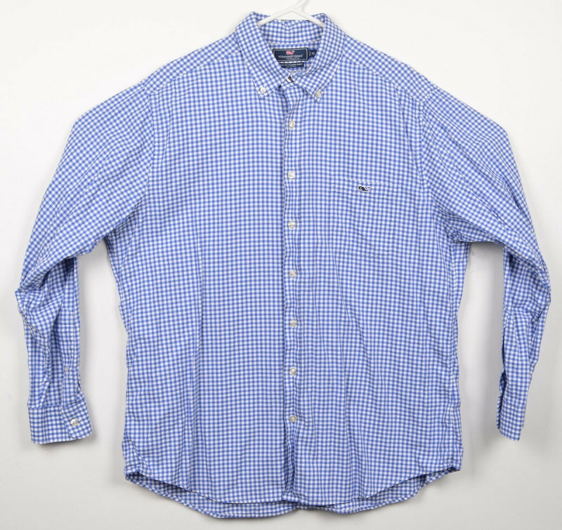 Vineyard Vines Men's XL Slim Fit Tucker Blue Shepherd Check Whale Button Shirt