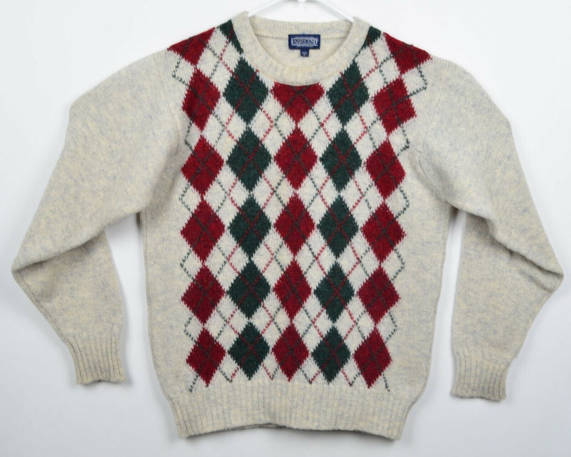 Vtg Lands' End Men's Sz Medium 100% Shetland Wool Argyle Sweater