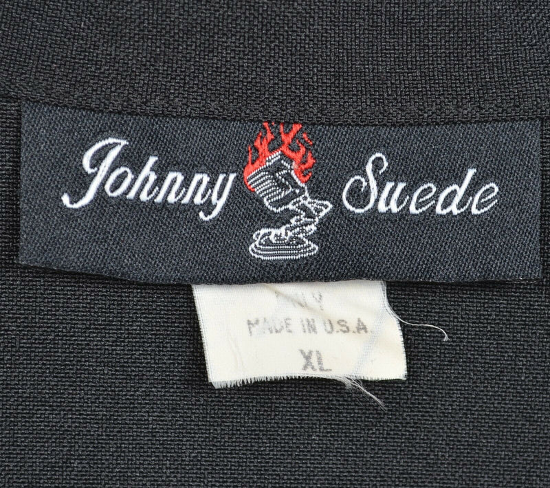 Johnny Suede Men's XL Cadillac Flame Dice Black Retro Camp Rockabilly Shirt