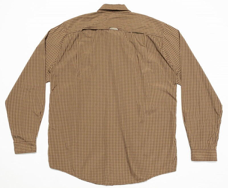 ExOfficio Men's Shirt Large Fishing Travel Vented Snap-Front Long Sleeve Brown