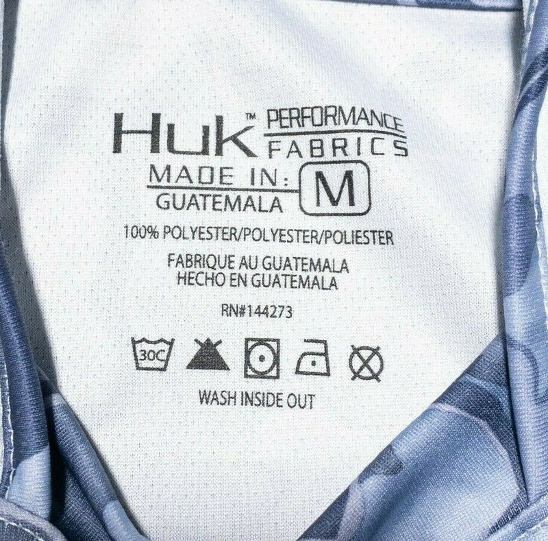 Huk Fishing Performance Hoodie Wicking Sun Shirt Blue White Men's Medium